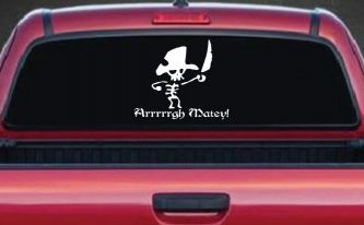 Cute Pirate Skeleton Arrrrrgh Matey Skulls Car or Truck Window Decal Sticker