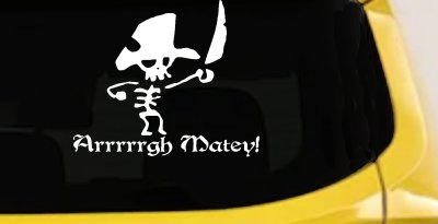 Cute Pirate Skeleton Skulls Car Truck Window Decal Sticker Arrr Matey