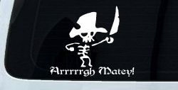 Cute Pirate Skeleton Arrrrrgh Matey Skulls Car or Truck Window Decal Sticker