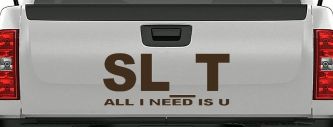 SL_T All I Need Is U Funny Slut Car or Truck Window Decal Sticker (Brown)