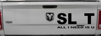 SL_T All I Need Is U Funny Slut Car or Truck Window Decal Sticker (Matte Black)