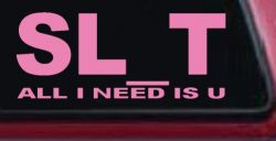 SL_T All I Need Is U Funny Slut Car or Truck Window Vinyl Decal Sticker (Pink)
