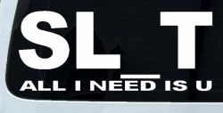 SL_T All I Need Is U Funny Slut Car or Truck Window Decal Sticker