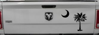 Palmetto Moon and Palm Tree Car or Truck Window Decal Sticker (Black)