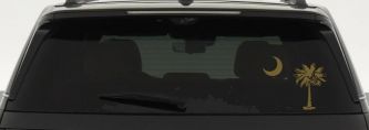 Palmetto Moon and Palm Tree Car or Truck Window Decal Sticker (Gold)