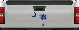 Palmetto Moon and Palm Tree Car or Truck Window Decal Sticker (Navy)