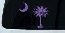 Palmetto Moon and Palm Tree Car or Truck Window Decal Sticker (Purple)