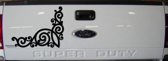 Inside Corner Swirl Car or Truck Window Decal Sticker (Black)