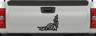 Inside Corner Swirl Car or Truck Window Decal Sticker (Black)
