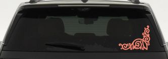 Inside Corner Swirl Car or Truck Window Decal Sticker (Coral)