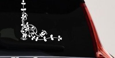 Floral Vine Corner Swirl Decal for Car Truck Window Decor