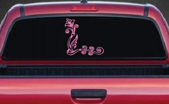 Flower Vine Swirl Decal for Car Truck Window - Vinyl Sticker Art (Pink)