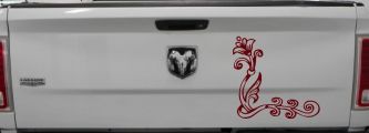 Flower Vine Corner Swirl Car or Truck Window Decal Sticker (Purple Red)