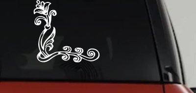Flower Vine Swirl Decal for Car Truck Window - Vinyl Sticker Art (White)