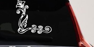 Flower Vine Swirl Decal for Car Truck Window - Vinyl Sticker Art (White)