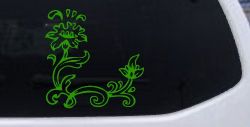 Flower Vine Corner Swirl Decal for Car Truck Windows Floral Sticker (Lime)