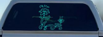 Flower Vine Corner Swirl Decal for Car Truck Windows Floral Sticker (Turquoise)