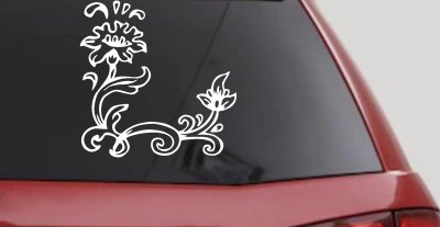Flower Vine Corner Swirl Decal for Car Truck Windows Floral Sticker