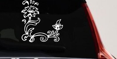 Flower Vine Corner Swirl Decal for Car Truck Windows Floral Sticker