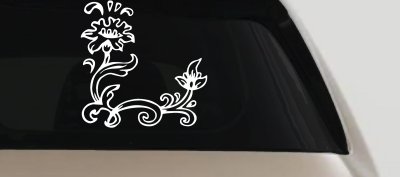 Flower Vine Corner Swirl Decal for Car Truck Windows Floral Sticker