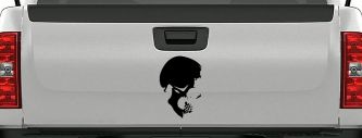 Skull Side View Car or Truck Window Decal Sticker (Black)