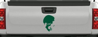 Skull Side View Car or Truck Window Decal Sticker (Dark Green)