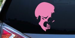 Skull Side View Car Truck Window Vinyl Decal Sticker (Pink)