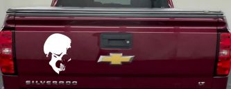 Skull Side View Car or Truck Window Decal Sticker (White)