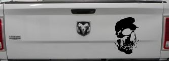 Skull Shadowed Side Car or Truck Window Decal Sticker (Black)