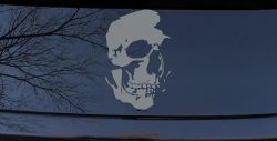 Skull Shadowed Side Car or Truck Window Decal Sticker (Telegrey)