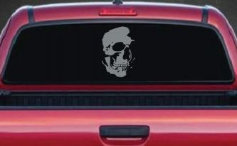 Skull Shadowed Side Car or Truck Window Decal Sticker (Telegrey)
