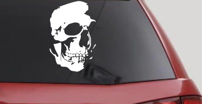 Skull Shadowed Decal for Car Truck Window Vinyl Sticker (White)