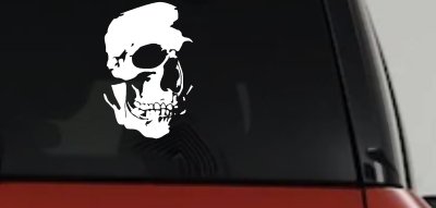 Skull Shadowed Decal for Car Truck Window Vinyl Sticker (White)
