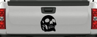 Skull Front View Skulls Car or Truck Window Decal Sticker (Black)