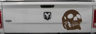 Skull Front View Skulls Car or Truck Window Decal Sticker (Brown)