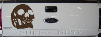 Skull Front View Skulls Car or Truck Window Decal Sticker (Brown)