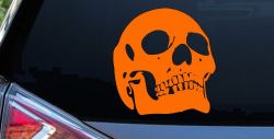 Skull Front View Skulls Car or Truck Window Decal Sticker (Orange)