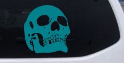 Skull Front View Skulls Car or Truck Window Decal Sticker (Turquoise Blue)