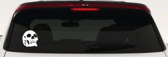 Skull Front View Skulls Car or Truck Window Decal Sticker (White)