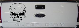 Mean Looking Skull Car or Truck Window Decal Sticker (Black)