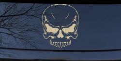 Mean Looking Skull Car or Truck Window Decal Sticker (Desert Sand)