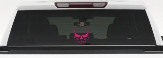 Mean Looking Skull Car or Truck Window Decal Sticker (Hot Pink)