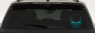Mean Looking Skull Car or Truck Window Decal Sticker (Turquoise Blue)