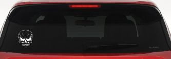 Mean Looking Skull Car or Truck Window Decal Sticker (White)