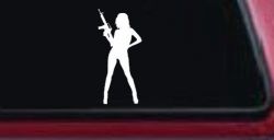 Girl With AR15 Gun Car or Truck Window Decal Sticker
