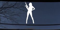 Girl With AR15 Gun Car or Truck Window Decal Sticker