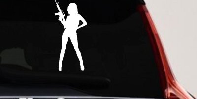 Girl With AR15 Gun Decal Sticker for Car Truck Window Vinyl