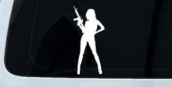 Girl With AR15 Gun Car or Truck Window Decal Sticker