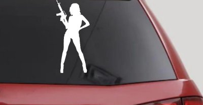 Girl With AR15 Gun Decal Sticker for Car Truck Window Vinyl
