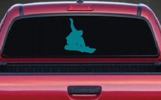 Snowboarding Decal for Car & Truck Windows | Vinyl Sticker Fun (Turquoise Blue)